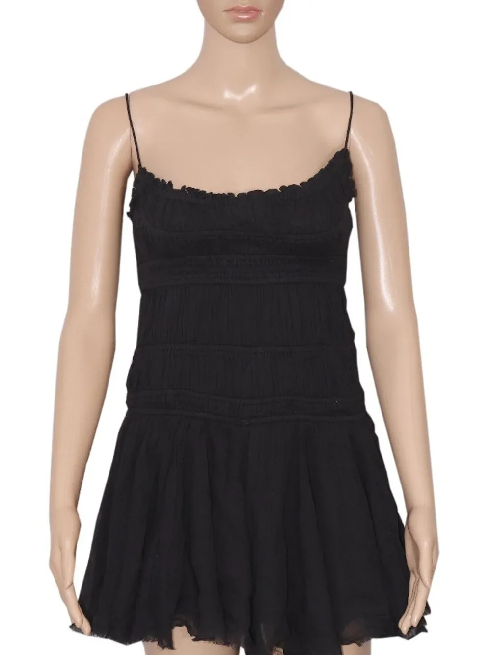 Free People FP One Kaiya Romper Black Scoop Neck Smocked Adjustable Straps M